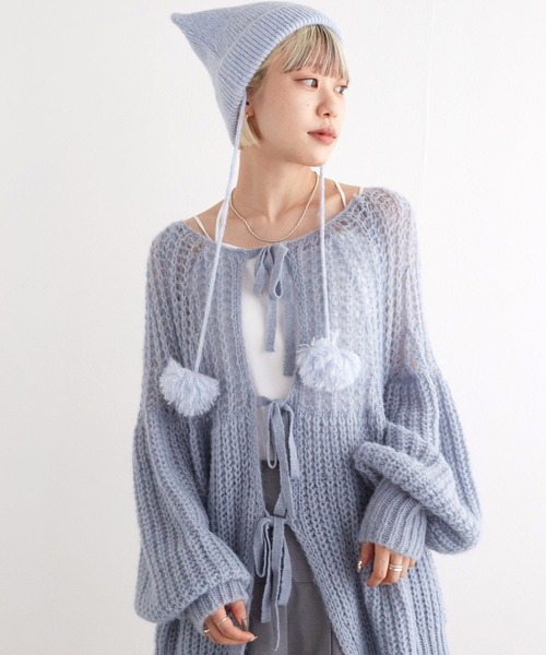 w closet（ダブルクローゼット）の「【前後2WAY】モヘア混カーディガン（ニット/セーター・レディース・オフホワイト/サックスブルー系/イエロー・FREE）」の13枚目の写真