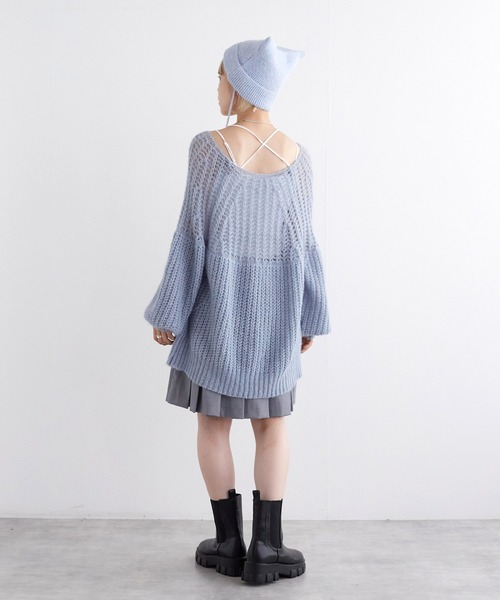 w closet（ダブルクローゼット）の「【前後2WAY】モヘア混カーディガン（ニット/セーター・レディース・オフホワイト/サックスブルー系/イエロー・FREE）」の16枚目の写真