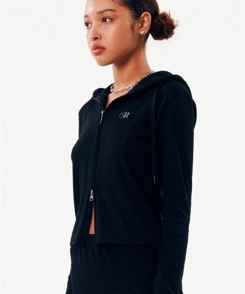 runningHIGH(ランニングハイ)の「【runningHIGH】RH LOGO SLIM ZIP UP HOODIE(パーカー・レディース・グレー/ホワイト/ブラック・ONE SIZE)」の16枚目の写真