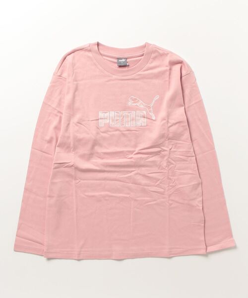 PUMA(プーマ)の「【別注】プーマ PUMA ESS+ MARBLEIZED クロップド リラックス_コットン素材マーブル柄長袖Tシャツ 限定コラボ(Tシャツ/カットソー・レディース・スモークピンク/ブラック・L/M/S/XL)」の1枚目の写真