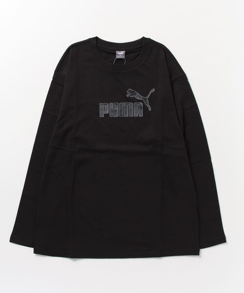 PUMA(プーマ)の「【別注】プーマ PUMA ESS+ MARBLEIZED クロップド リラックス_コットン素材マーブル柄長袖Tシャツ 限定コラボ(Tシャツ/カットソー・レディース・スモークピンク/ブラック・L/M/S/XL)」の2枚目の写真