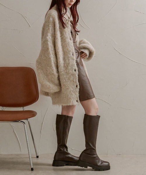 Ambre Neige（アンブルネージュ）の「２wayウールシャギーニットカーディガン／WEB/EC限定商品（カーディガン/ボレロ・レディース・パープル/アイボリー/ライトグリーン/オレンジ/チャコールグレー・FREE）」の9枚目の写真