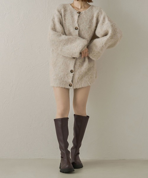 Ambre Neige（アンブルネージュ）の「２wayウールシャギーニットカーディガン／WEB/EC限定商品（カーディガン/ボレロ・レディース・パープル/アイボリー/ライトグリーン/オレンジ/チャコールグレー・FREE）」の13枚目の写真