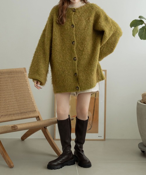 Ambre Neige（アンブルネージュ）の「２wayウールシャギーニットカーディガン／WEB/EC限定商品（カーディガン/ボレロ・レディース・パープル/アイボリー/ライトグリーン/オレンジ/チャコールグレー・FREE）」の18枚目の写真