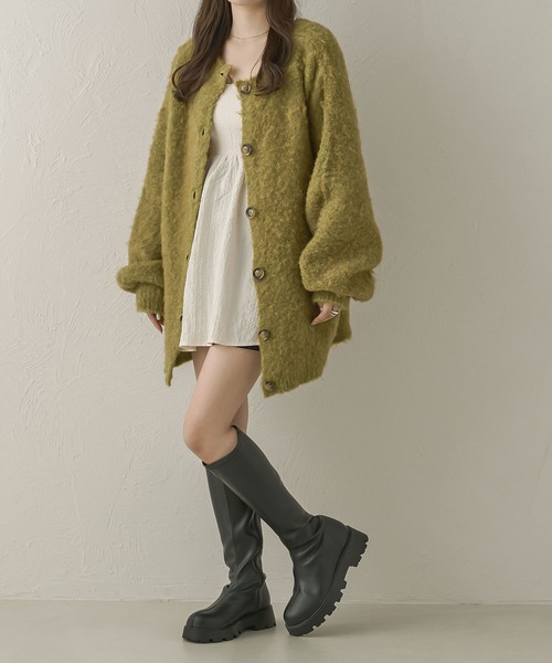 Ambre Neige（アンブルネージュ）の「２wayウールシャギーニットカーディガン／WEB/EC限定商品（カーディガン/ボレロ・レディース・パープル/アイボリー/ライトグリーン/オレンジ/チャコールグレー・FREE）」の21枚目の写真