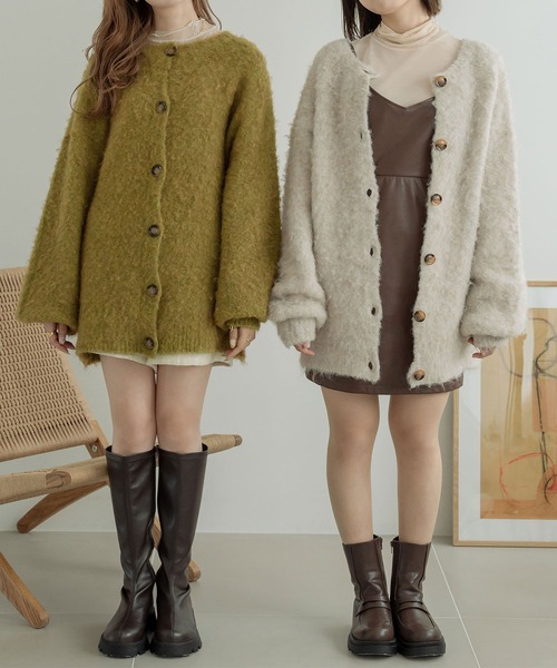 Ambre Neige（アンブルネージュ）の「２wayウールシャギーニットカーディガン／WEB/EC限定商品（カーディガン/ボレロ・レディース・パープル/アイボリー/ライトグリーン/オレンジ/チャコールグレー・FREE）」の22枚目の写真