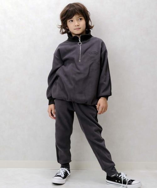 セール】フリースハーフジップ BIGシルエットトレーナー（スウェット