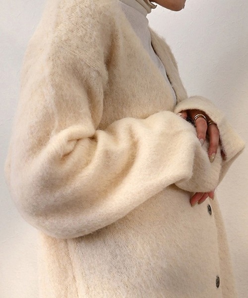 STYLEBLOCK(スタイルブロック)の「ニットカーディガン(カーディガン/ボレロ・レディース・ブルー/チャコールグレー/ピンク/グレー/モカ/イエロー/グリーン/アイボリー・M)」の13枚目の写真