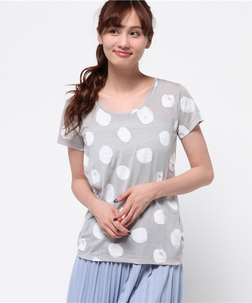 CIAOPANIC TYPY（チャオパニックティピー）の「テンセル混ハンドドットTシャツ（Tシャツ/カットソー・レディース・ホワイト/グレー・FREE）」の2枚目の写真