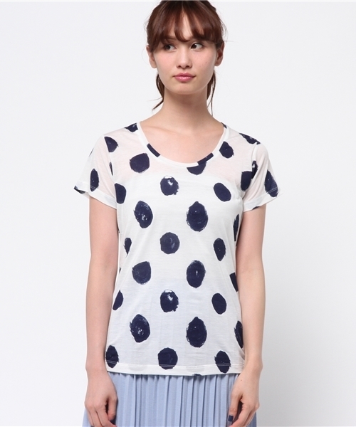 CIAOPANIC TYPY（チャオパニックティピー）の「テンセル混ハンドドットTシャツ（Tシャツ/カットソー・レディース・ホワイト/グレー・FREE）」の9枚目の写真