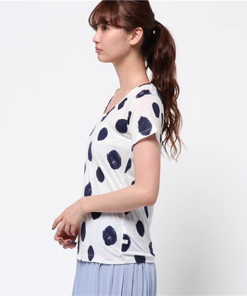 CIAOPANIC TYPY（チャオパニックティピー）の「テンセル混ハンドドットTシャツ（Tシャツ/カットソー・レディース・ホワイト/グレー・FREE）」の10枚目の写真