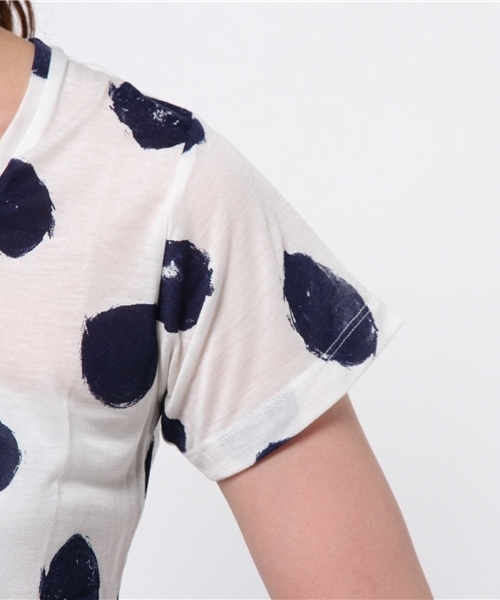 CIAOPANIC TYPY（チャオパニックティピー）の「テンセル混ハンドドットTシャツ（Tシャツ/カットソー・レディース・ホワイト/グレー・FREE）」の4枚目の写真