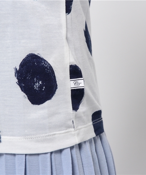 CIAOPANIC TYPY（チャオパニックティピー）の「テンセル混ハンドドットTシャツ（Tシャツ/カットソー・レディース・ホワイト/グレー・FREE）」の5枚目の写真