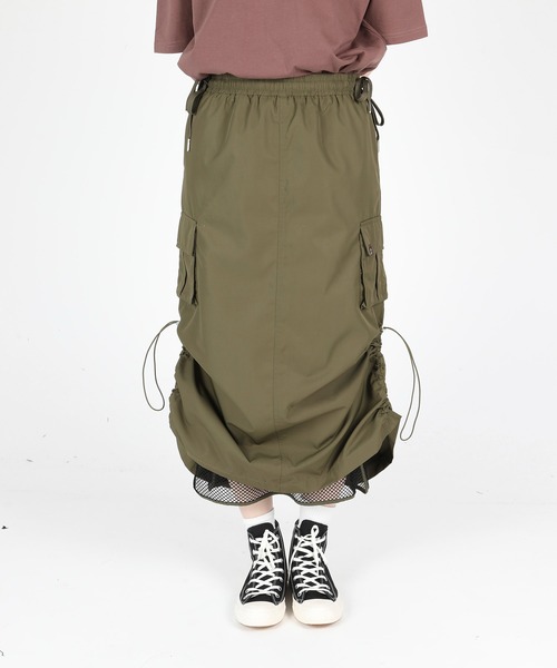 S'more(スモア)の「Mesh layered double sided skirt(スカート・レディース・ホワイト/カーキ・LARGE/SMALL/MEDIUM)」の1枚目の写真