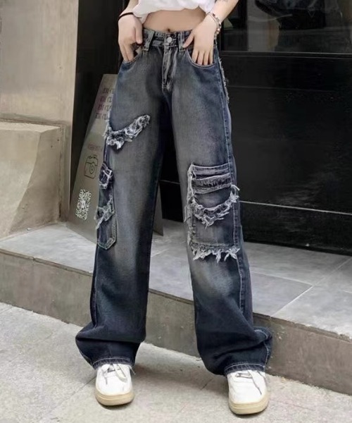 『ARULE/アルール』フリンジヴィンテージライクデニムパンツ【Y】【CN】（デニムパンツ）｜ARULE（アリュール）