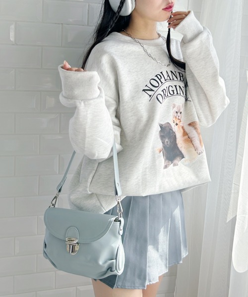√nuage(ルートニュアージュ)の「バックルフラップPUワンハンドルバッグ(ショルダーバッグ・レディース・ブラック/ライトブルー/ホワイト・FREE)」の10枚目の写真
