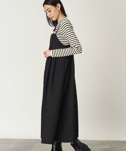 THE SHOP TK (ザ ショップ ティーケー )の「◆ポコポコキャミワンピース【洗濯機洗い可】(ワンピース・レディース・ブラック/オフホワイト・13/12)」の5枚目の写真