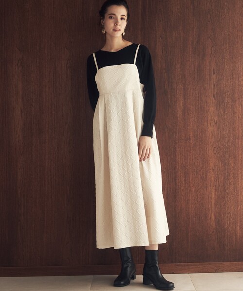 THE SHOP TK (ザ ショップ ティーケー )の「◆ポコポコキャミワンピース【洗濯機洗い可】(ワンピース・レディース・ブラック/オフホワイト・13/12)」の1枚目の写真