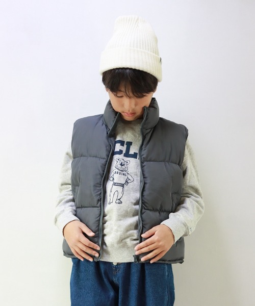 CIAOPANIC TYPY（チャオパニックティピー）の「【KIDS】フェイクダウンスタンドネックボリュームベスト（ダウンベスト・キッズ・アイボリー/ブルー/チャコールグレー・M/XL/XXL）」の16枚目の写真