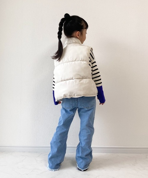 CIAOPANIC TYPY（チャオパニックティピー）の「【KIDS】フェイクダウンスタンドネックボリュームベスト（ダウンベスト・キッズ・アイボリー/ブルー/チャコールグレー・M/XL/XXL）」の20枚目の写真