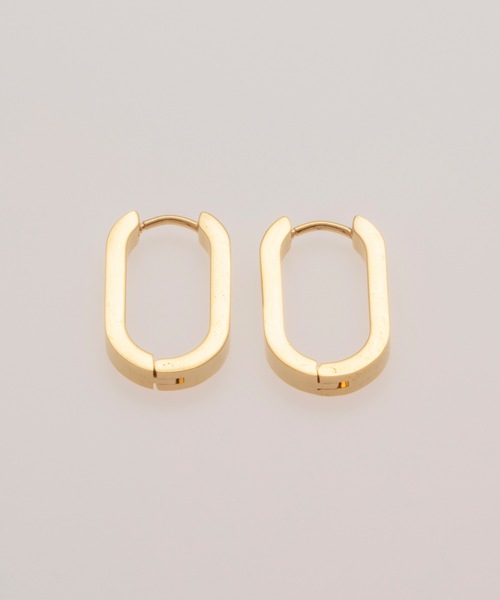 BUTTON&CUFFLINKS(ボタンアンドカフリンクス)の「BUTTON&CUFFLINKS ボタンアンドカフリンクス:ステンレス 楕円ピアス 21mm(ピアス(両耳用)・レディース・ゴールド/シルバー/ブラック・FREE)」の1枚目の写真
