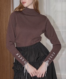 idem | lace up ribbon turtle knit/袖口レースアップタートルニット(ニット/セーター)