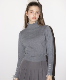 idem | lace up ribbon turtle knit/袖口レースアップタートルニット(ニット/セーター)