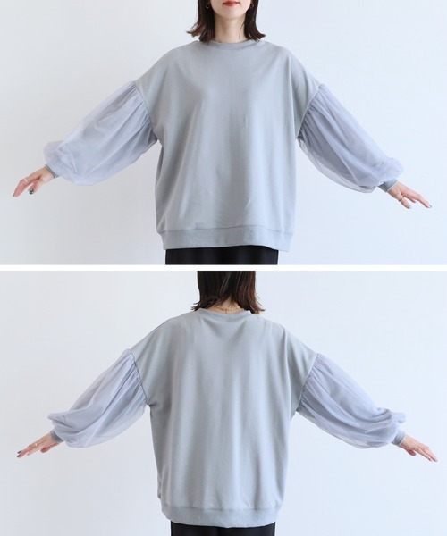 reca(レカ)の「チュール袖スウェットプルオーバー(スウェット・レディース・オフホワイト/ブラック/グレー/キャメル/アイボリー・FREE)」の9枚目の写真