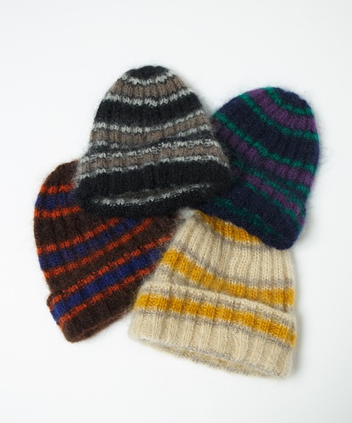 【セール】Mohair Border Knit Cap / モヘアボーダーニットワッチ（ニットキャップ/ビーニー）｜RACAL（ラカル）