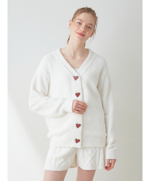 gelato pique（ジェラートピケ）の「【Sweet】ジャガードカーディガン（ルームウェア/パジャマ・レディース・オフホワイト/ピンク・FREE）」の15枚目の写真