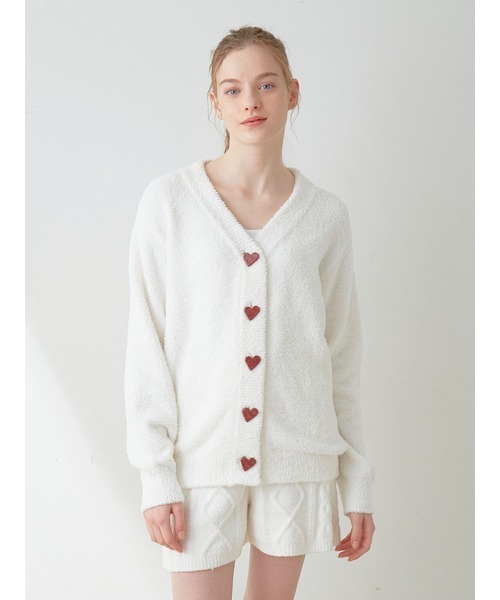 gelato pique（ジェラートピケ）の「【Sweet】ジャガードカーディガン（ルームウェア/パジャマ・レディース・オフホワイト/ピンク・FREE）」の14枚目の写真