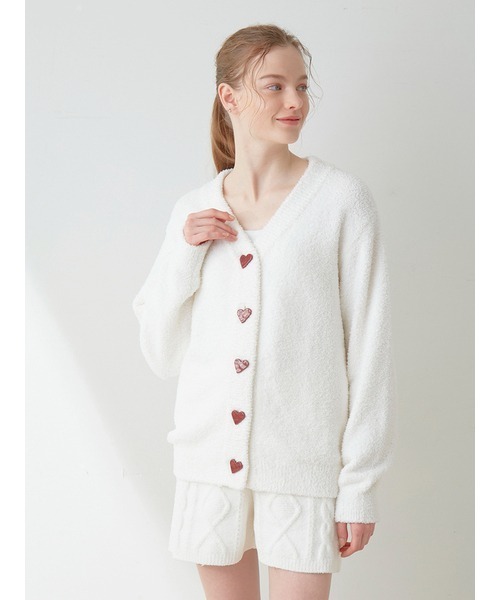 gelato pique（ジェラートピケ）の「【Sweet】ジャガードカーディガン（ルームウェア/パジャマ・レディース・オフホワイト/ピンク・FREE）」の11枚目の写真