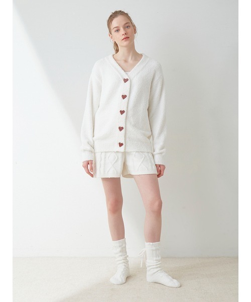 gelato pique（ジェラートピケ）の「【Sweet】ジャガードカーディガン（ルームウェア/パジャマ・レディース・オフホワイト/ピンク・FREE）」の12枚目の写真