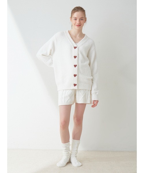 gelato pique（ジェラートピケ）の「【Sweet】ジャガードカーディガン（ルームウェア/パジャマ・レディース・オフホワイト/ピンク・FREE）」の9枚目の写真