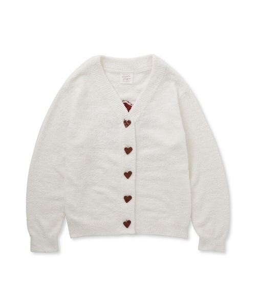 gelato pique（ジェラートピケ）の「【Sweet】ジャガードカーディガン（ルームウェア/パジャマ・レディース・オフホワイト/ピンク・FREE）」の4枚目の写真