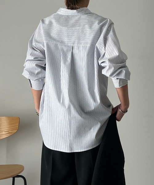 un dix cors（アンディコール）の「ラメストライプドロストシャツ（シャツ/ブラウス・レディース・イエロー/ブルー/ホワイト/チャコールグレー/ブラック・FREE）」の14枚目の写真