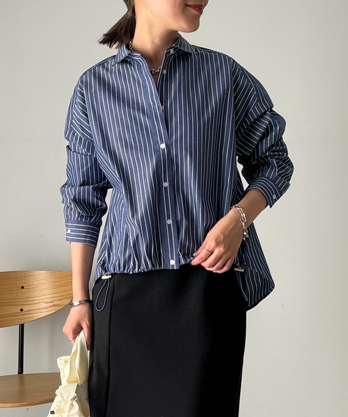 un dix cors（アンディコール）の「ラメストライプドロストシャツ（シャツ/ブラウス・レディース・イエロー/ブルー/ホワイト/チャコールグレー/ブラック・FREE）」の22枚目の写真