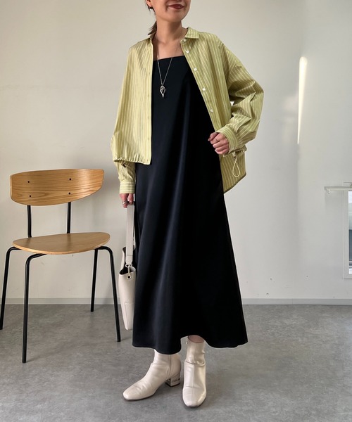 un dix cors（アンディコール）の「ラメストライプドロストシャツ（シャツ/ブラウス・レディース・イエロー/ブルー/ホワイト/チャコールグレー/ブラック・FREE）」の6枚目の写真