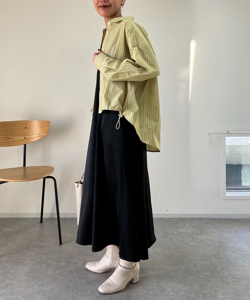 un dix cors（アンディコール）の「ラメストライプドロストシャツ（シャツ/ブラウス・レディース・イエロー/ブルー/ホワイト/チャコールグレー/ブラック・FREE）」の7枚目の写真