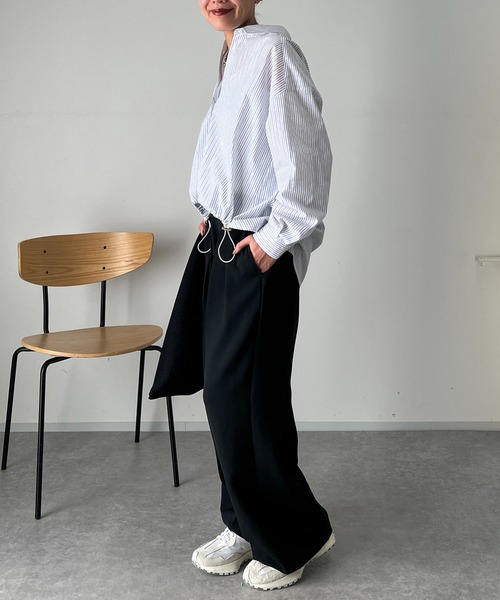 un dix cors（アンディコール）の「ラメストライプドロストシャツ（シャツ/ブラウス・レディース・イエロー/ブルー/ホワイト/チャコールグレー/ブラック・FREE）」の18枚目の写真