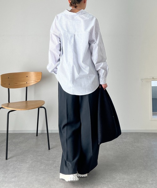 un dix cors（アンディコール）の「ラメストライプドロストシャツ（シャツ/ブラウス・レディース・イエロー/ブルー/ホワイト/チャコールグレー/ブラック・FREE）」の19枚目の写真