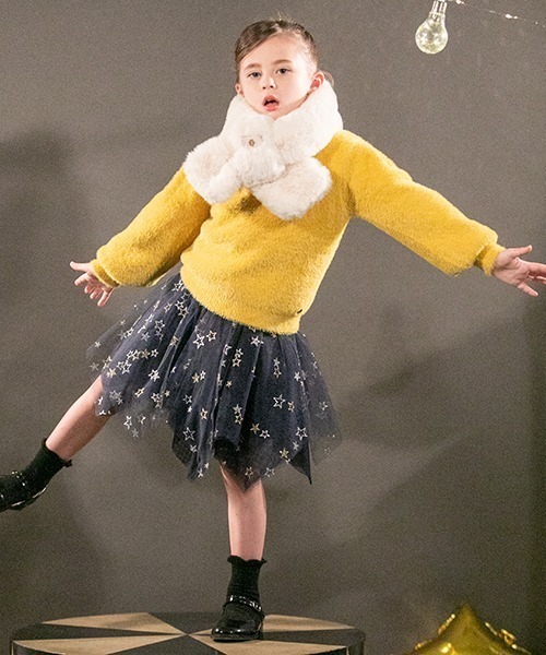 kate spade new york kids(ケイトスペードニューヨーク)の「トドラー フェイクファーマフラー(マフラー・キッズ・サックスブルー/アイボリー/ピンク・F)」の6枚目の写真