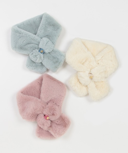 kate spade new york kids(ケイトスペードニューヨーク)の「トドラー フェイクファーマフラー(マフラー・キッズ・サックスブルー/アイボリー/ピンク・F)」の8枚目の写真