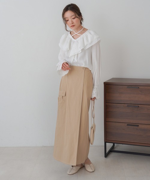 未使用タグ付き♡BEIGE, ベイジ　ARUE レースブラウス　春ブラウス セール】ビックカラーレースブラウス（シャツ/ブラウス）｜Bab