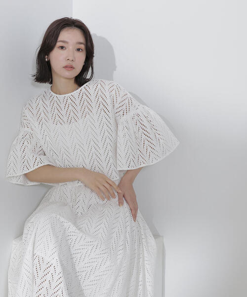新品未使用タグ付き　ナチュラルビューティー　リーフレース ボリュームスカート NATURAL BEAUTY BASIC（ナチュラルビューティーベーシック）の