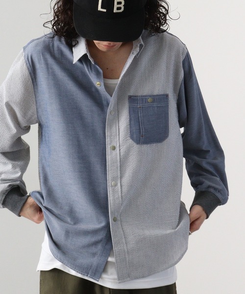 KRIFF MAYER（クリフメイヤー）の「Happy long sleeve snap shirt / ハッピー 長袖 スナップシャツ unisex（シャツ/ブラウス・メンズ・ネイビー/その他2/その他3/サックスブルー/マルチ/グレー・L/XL/M）」の6枚目の写真