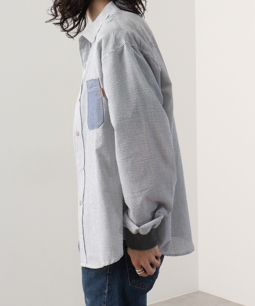 KRIFF MAYER（クリフメイヤー）の「Happy long sleeve snap shirt / ハッピー 長袖 スナップシャツ unisex（シャツ/ブラウス・メンズ・ネイビー/その他2/その他3/サックスブルー/マルチ/グレー・L/XL/M）」の14枚目の写真