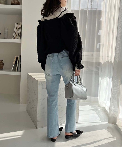 one after another NICE CLAUP（ワンアフターアナザーナイスクラップ）の「2枚セットオフショルブラウス（アンサンブル・レディース・ブラック/アイボリー/サックスブルー・FREE）」の16枚目の写真