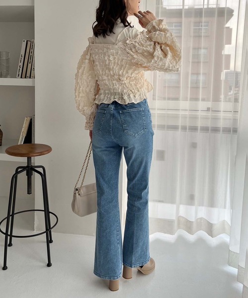 one after another NICE CLAUP（ワンアフターアナザーナイスクラップ）の「2枚セットオフショルブラウス（アンサンブル・レディース・ブラック/アイボリー/サックスブルー・FREE）」の10枚目の写真