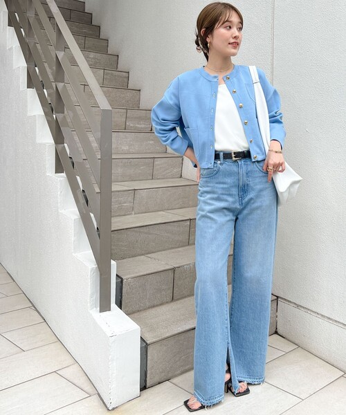 NOLLEY’S（ノーリーズ）の「◇【WEB限定】ポッケ付きクルーネックカーディガン（カーディガン/ボレロ・レディース・オフホワイト/ネイビー/ライトブルー・FREE）」の21枚目の写真